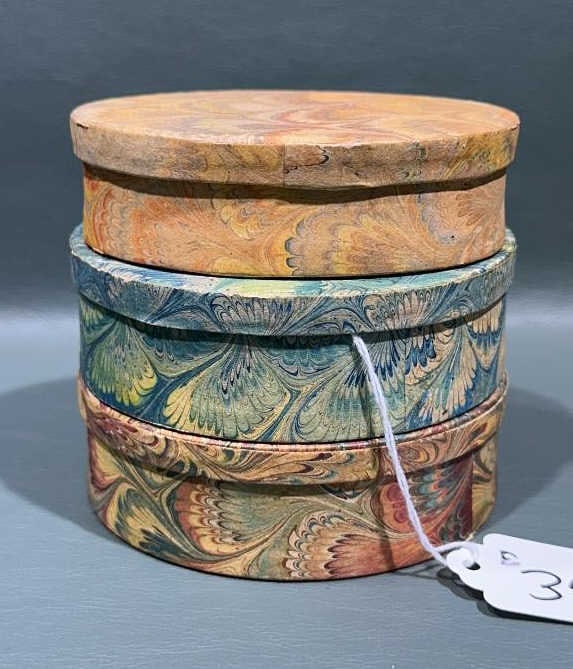 3 SMALL VINTAGE WALL PAPER BOXES (1 of 5)