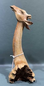 CARVED WOODEN GIRAFFE HEAD & NECK