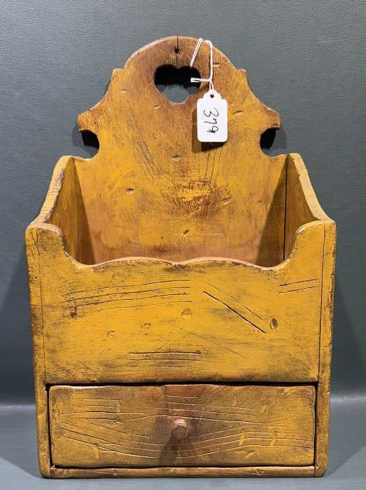 YELLOW PAINTED COUNTRY HANGING SHELF (1 of 6)