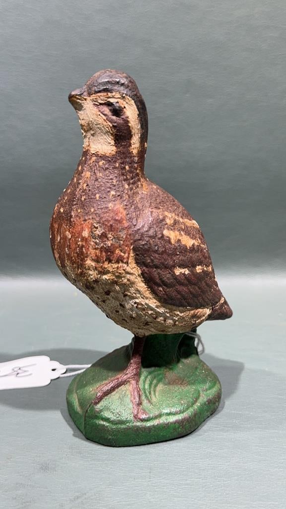ANTIQUE CAST IRON QUAIL DOOR STOP: 6"