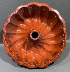 EARLY REDWARE BUNDT PAN #10