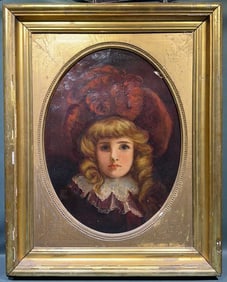 ANTIQUE OIL OF CANVAS PORTRAIT OF A GIRL