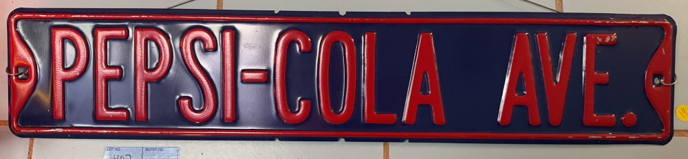PEPSI-COLA AVE. METAL STREET SIGN: 30" X 6"