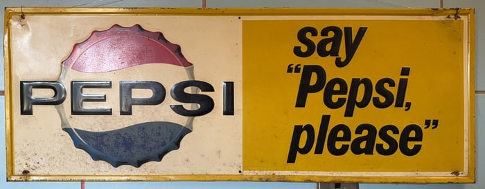 1960'S VINTAGE METAL PEPSI ADVERTISING SIGN