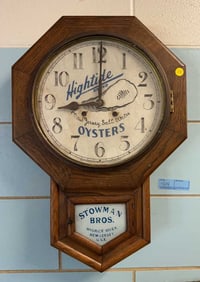 HIGHTIDE BRAND OYSTERS ADVERTISING OAK WALL-CLOCK