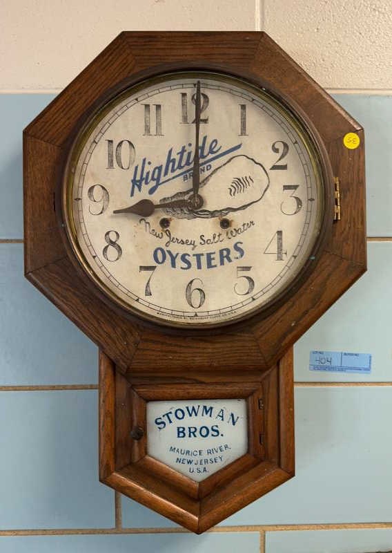 HIGHTIDE BRAND OYSTERS ADVERTISING OAK WALL-CLOCK (1 of 5)