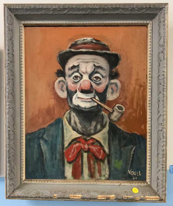 VOGEL OIL ON BOARD OF A CLOWN "1964": 24" X 20"