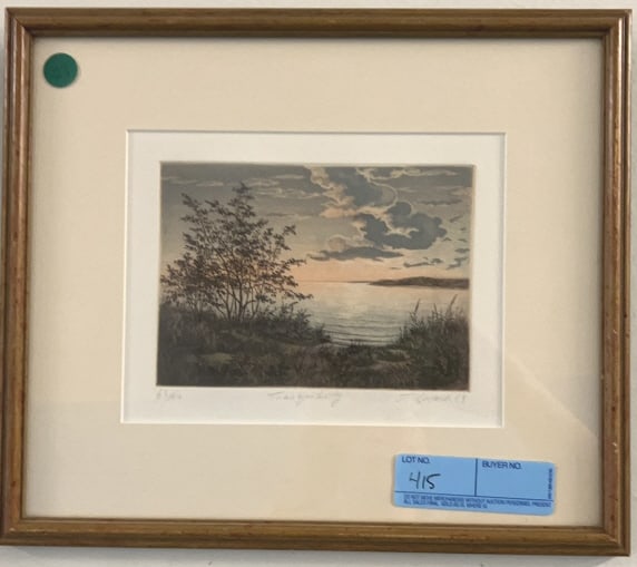 JOSEPH BONARD ETCHING "TRANQUILITY" 63/100: 13-1/2" X 11-1/2"