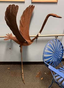 METAL HERON GARDEN FIGURE
