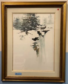 MORT SALBERG "STANDING GUARD" WATERCOLOR