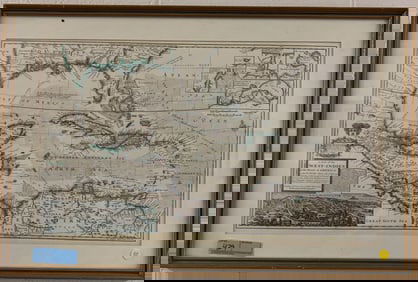 FRAMED WEST-INDIES MAP