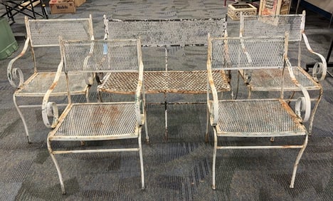 ANTIQUE WROUGHT IRON 5 PIECE PATIO SET