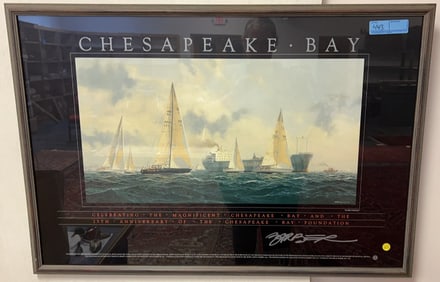 JOHN M BARBER "DOWN THE BAY RACE" SIGNED PRINT