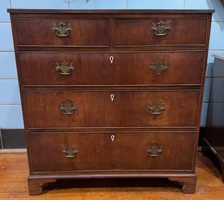 ANTIQUE WALNUT 2 OVER THREE DRAWER CHEST