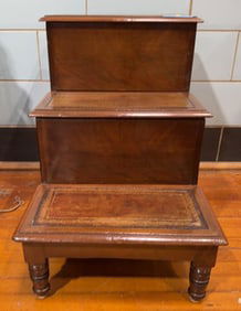 ANTIQUE ENGLISH REGENCY BED STEP /COMMODE NIGHTSTA