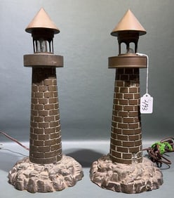 PAIR OF WWII TRENCH ART LIGHT HOUSE LIGHTS