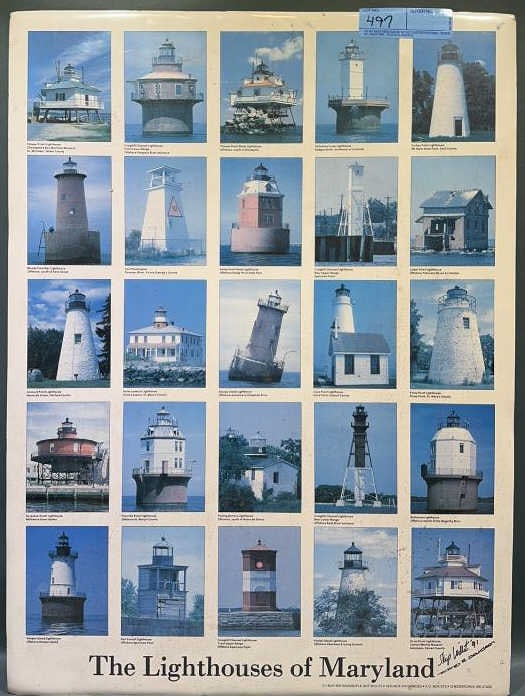 LIGHTHOUSES OF MARYLAND PRINT: 25" X 18"