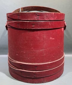 ANTIQUE RED PAINTED SHAKER STYLE FIRKIN