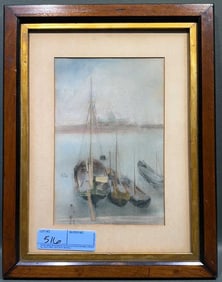 PASTEL OF A HARBOR SCENE