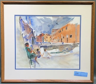 JACK LEWIS ORGINIAL PAINTING OF STREET SCENE
