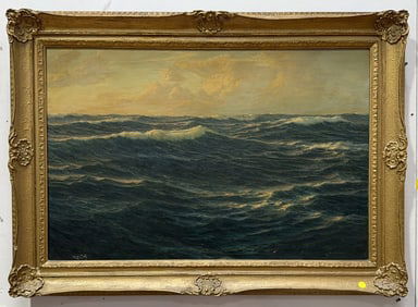 JOSEF M ARENTZ OIL ON CANVAS OF SEA SCAPE
