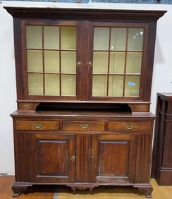 ANTIQUE WALNUT 2 PIECE DUTCH CUPBOARD