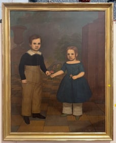 ANTIQUE OIL ON CANVAS OF CHILDERN