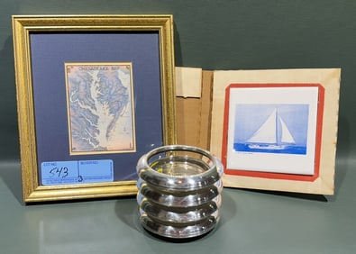STERLING COASTERS, CHESAPEAKE BAY PRINT, & SKIPJAC