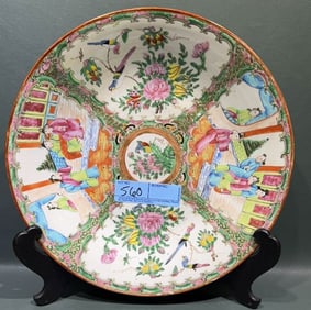 LARGE ANTIQUE ROSE MEDALLION CHARGER