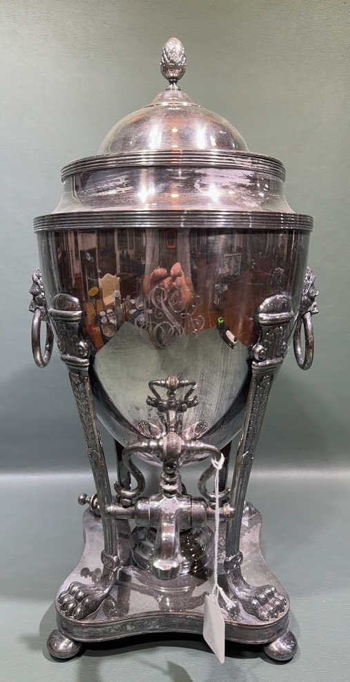 LARGE SILVER PLATE COFFEE URN (1 of 5)