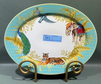 WILLIAMS-SONOMA HAND PAINTED PLATTER & STAND