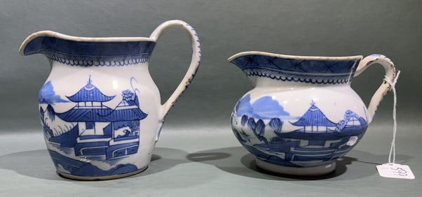 2 ANTIQUE CANTON CREAMERS