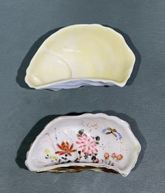 2 ANTIQUE HAND PAINTED OYSTER SHOOTERS