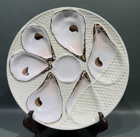 ANTIQUE HAND PAINTED OYSTER PLATE
