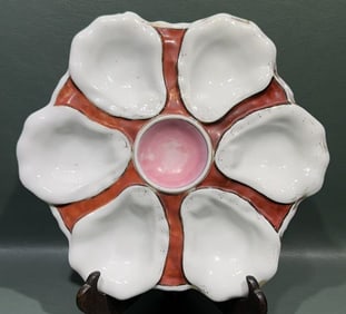 ANTIQUE HAND PAINTED OYSTER PLATE