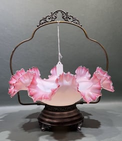 ANTIQUE OPALESCENT BRIDES BASKET