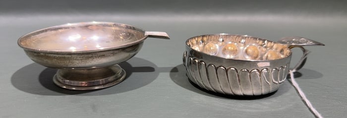 2 SMALL SILVER ASHTRAYS