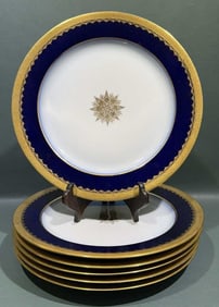 6 LIMOGES BLUE & GOLD PLATES