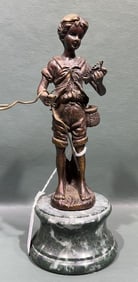 AUGUSTE MOREAU "YOUNG BOY FISHING" BRONZE