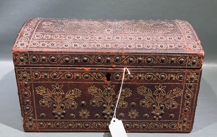 18TH CEN. FRENCH LEATHER & WOOD BOX