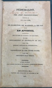 1826 PRINTING OF THE FEDERALIST PAPERS