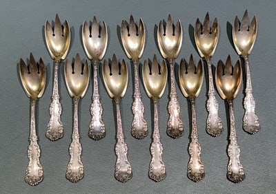 SET OF 12 STERLING ICE CREAM FORKS