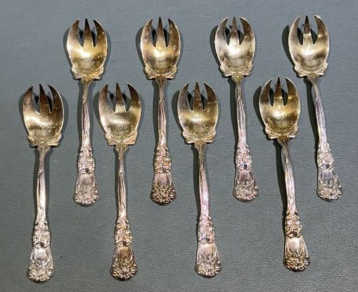 8 BAILEY, BANKS, & BIDDLE STERLING ICE CREAM FORKS: 7.8 OZT