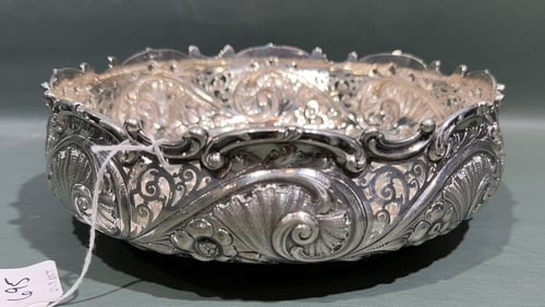 LARGE DECORATED STERLING BOWL