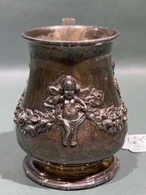 HANDLED STERLING CUP W/ CUPIDS