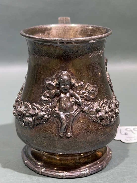 HANDLED STERLING CUP W/ CUPIDS (1 of 4)