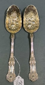 2 "ENGLISH KING" STERLING BERRY SPOONS