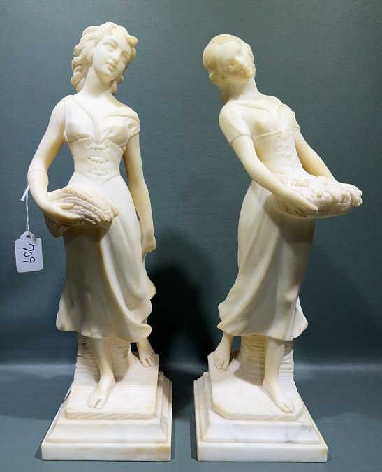 PR. OF VINTAGE ALABASTER WOMEN FIGURES: 19"
