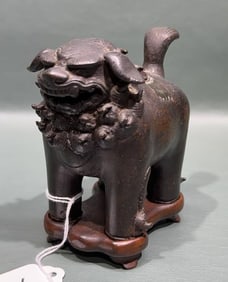 ANTIQUE CHINESE BRONZE FOO DOG CENSER