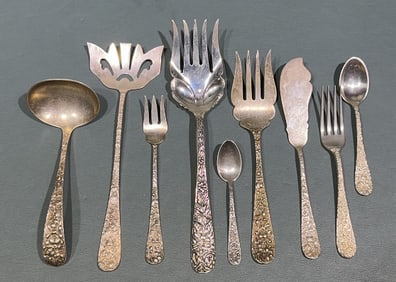 COLLECTION OF STERLING REPOUSSE SERVING PIECES